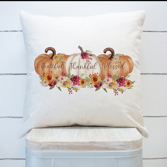 Fall Pillow Cover, New Handmade, Pumpkins 16x16 inches, Indoor/Outdoor use - Picture 2 of 3